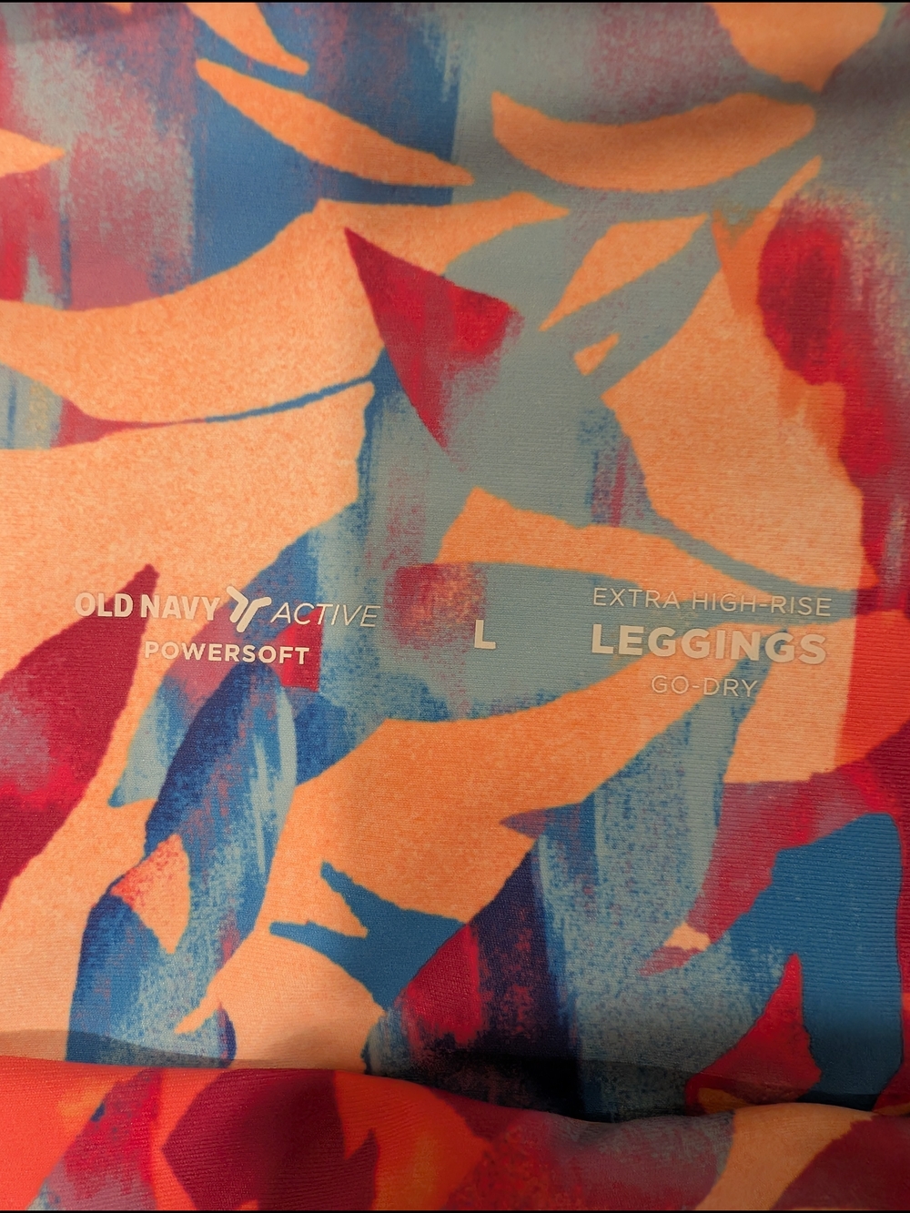 Old Navy Blue and Coral Floral Leggings - Picture 2 of 7